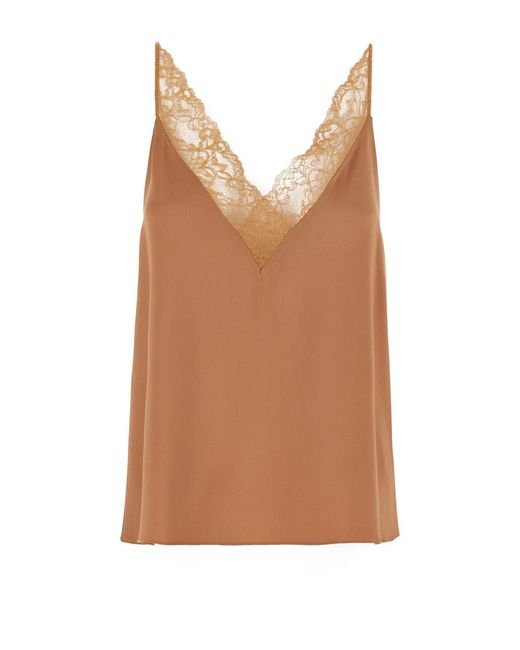 Forte_forte Brown Sleeveless V-Neck Top Acetate Tops