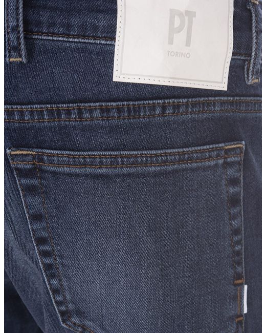 Pt05 Mid-blue Stretch Denim Slim Fit Jeans With Washed Effect for Men |  Lyst UK