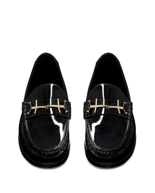 Saint Laurent Black Le Loafer Embellished Patent-leather Loafers
