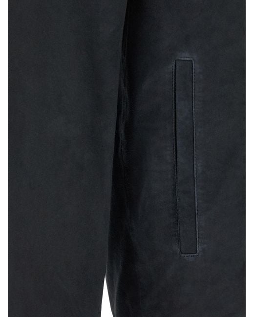 Pal Zileri Black Suede Overshirt Leather Down Jacket, Parka, Casual Jackets for men