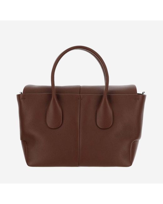 Tod's Brown Calfskin Magnetic Button Satchel