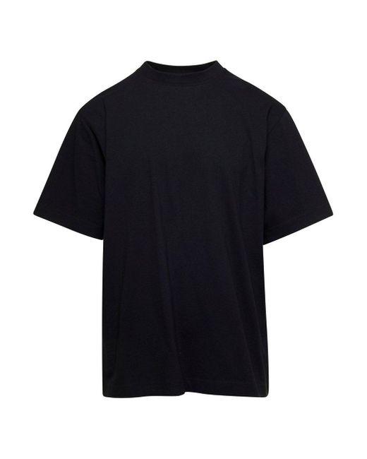 Burberry Black Crewneck T-Shirt With Pear Print for men