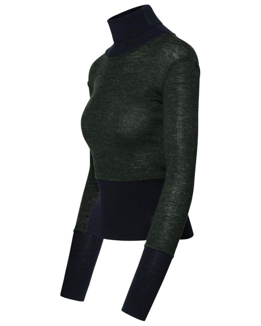Thom Browne Green And Black Wool Turtleneck Sweater