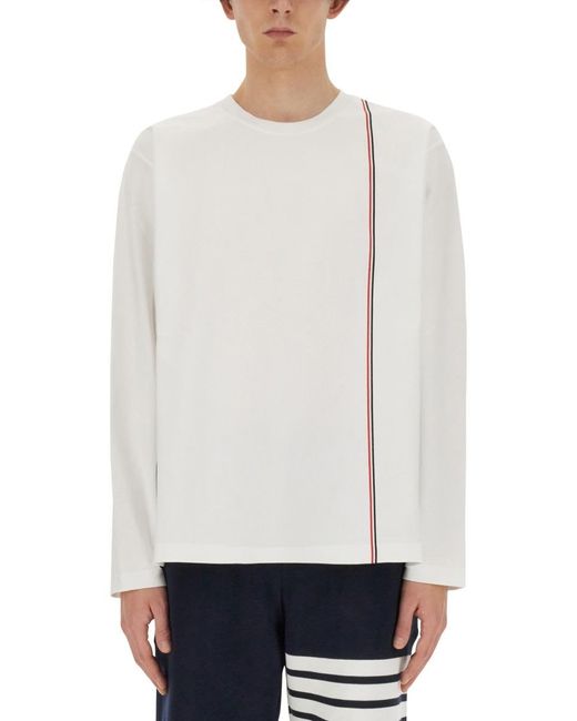 Thom Browne White T-Shirt With Logo for men