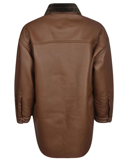 Nanushka Fur Embellished Oversized Leather Jacket in Brown for Men Mens Clothing Jackets Leather jackets 