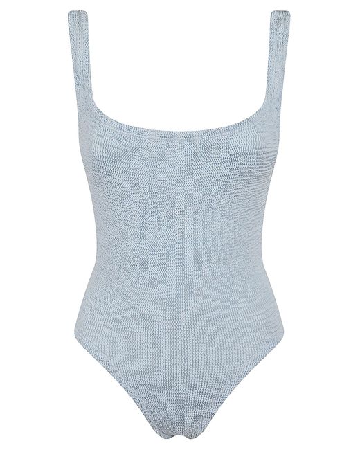 Hunza G Blue Square Neck Swim Polyamide Elastane Costume