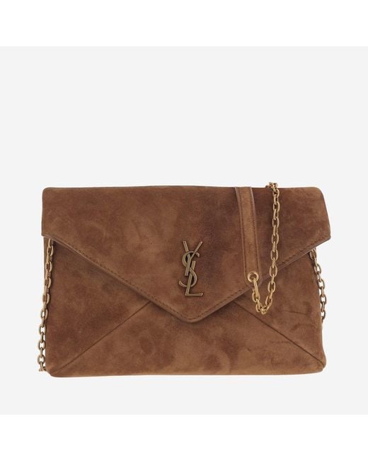 Saint Laurent Brown Shoulder Bag Suede