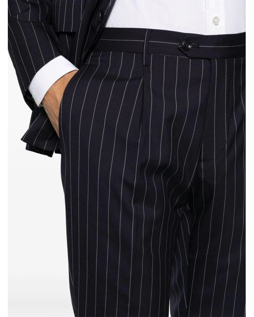 Tagliatore Blue Dark Pinstriped Single-Breasted Wool Suit for men