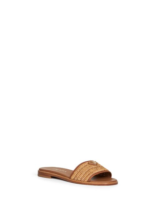 Prada Natural Slide Sandals Leather Calf
