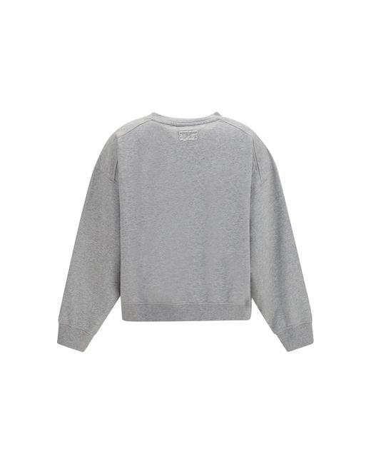 Ganni Gray Crewneck Sweatshirt With Logo Cotton Sweatshirts