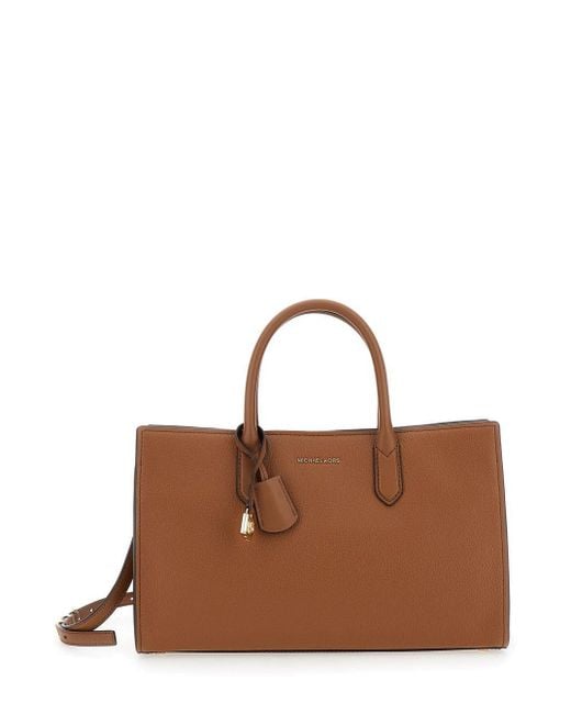 MICHAEL Michael Kors Brown Leather Satchel Bag with Detachable Strap