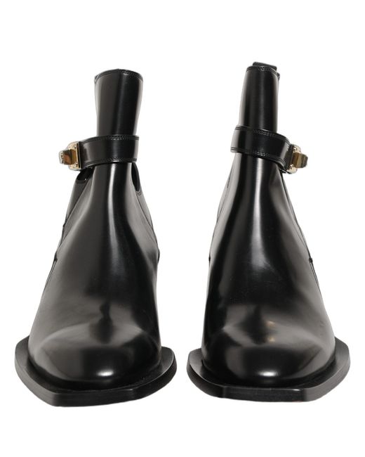 Dolce & Gabbana Black Leather Dg Plaque Ankle Boots Shoes for men
