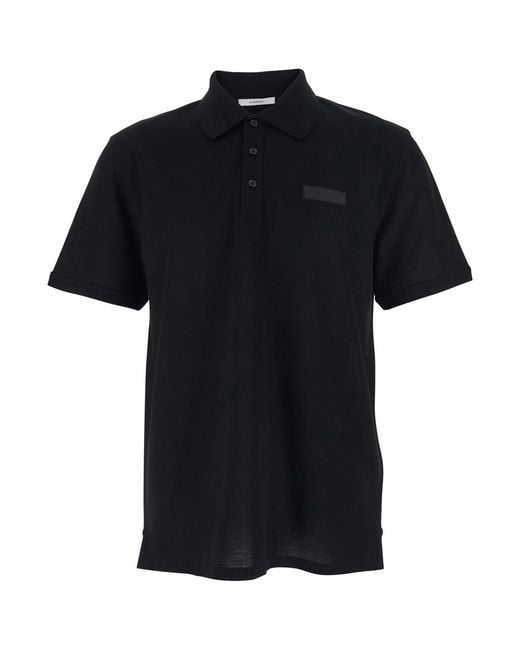 Givenchy Black Polo Shirt With Chest Logo Patch for men