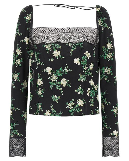 Dolce & Gabbana Black Dolce & Gabbana Flower Print Top