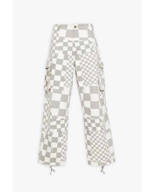 ERL White Printed Cargo Pants Woven/ Checked Cotton Cargo Pants for men