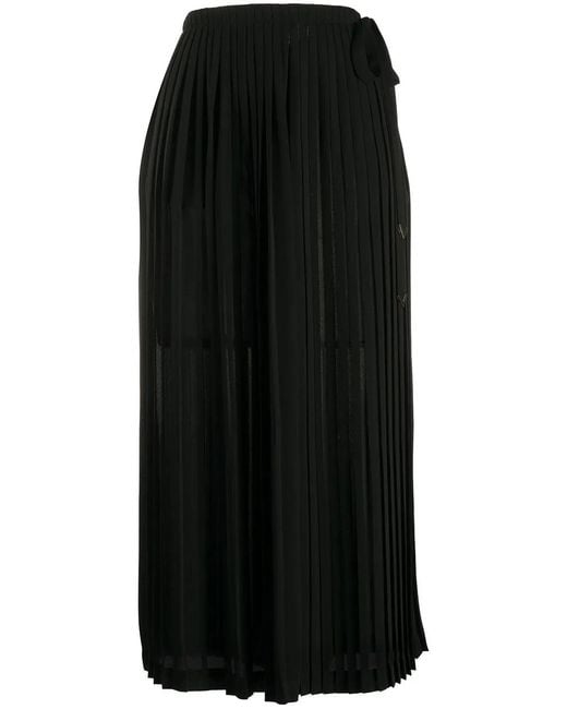 Valentino Black Pleated Midi Skirt