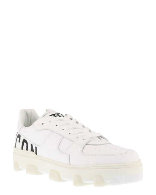 DSquared² White Logo Printed Low-Top Sneakers for men