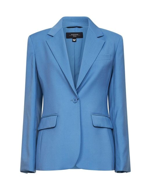 Weekend by Maxmara Blue Stretch Wool Blazer Virgin Jacket
