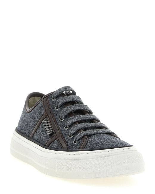 Brunello Cucinelli White 'Shiny Tab' Sneakers