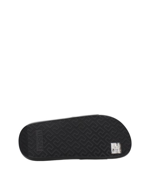 Versace Black Leather Slippers for men