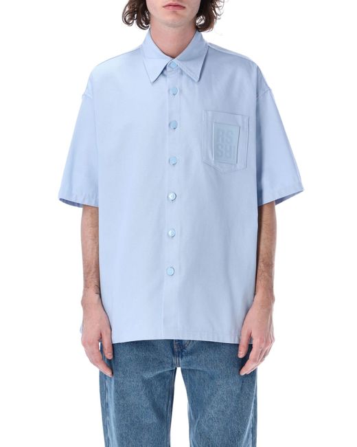 Raf Simons Blue Oversized Short Sleeve Denim Shirt for men