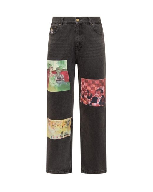 Kidsuper Gray Paintings Patched Jeans