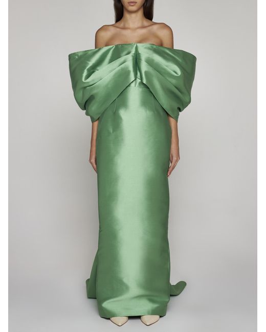 Solace London Green Delphina Satin Maxi Dress