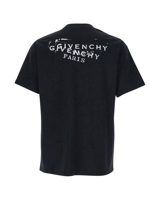 Givenchy Black Crew Neck T-Shirt With Logo On Front And Back for men