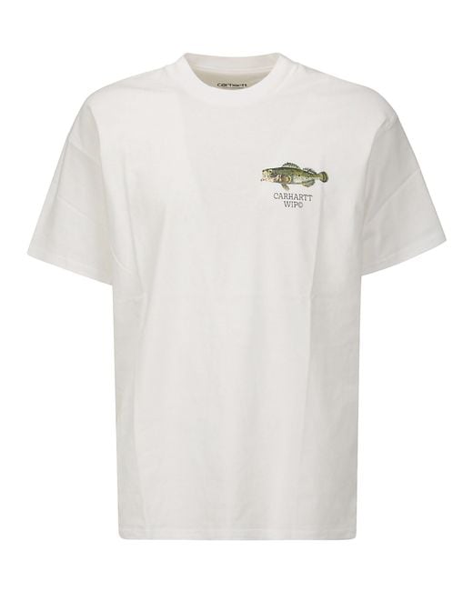 Carhartt White S/S Fish T-Shirt Organic Cotton Single Jersey for men