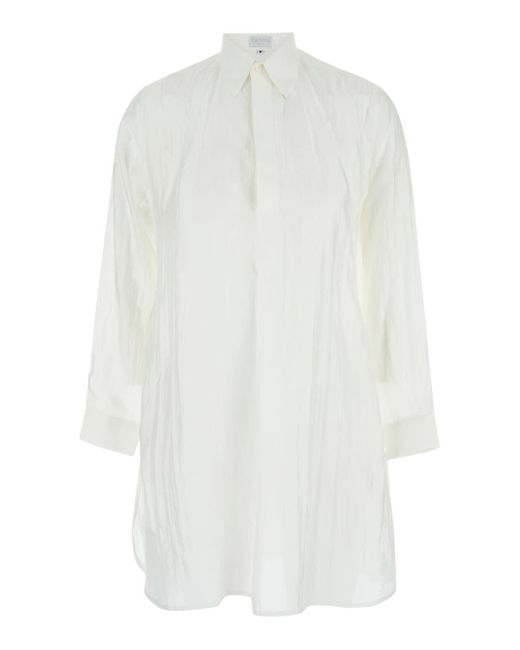THE ROSE IBIZA White Maxi Shirt With Wrinkled Effect