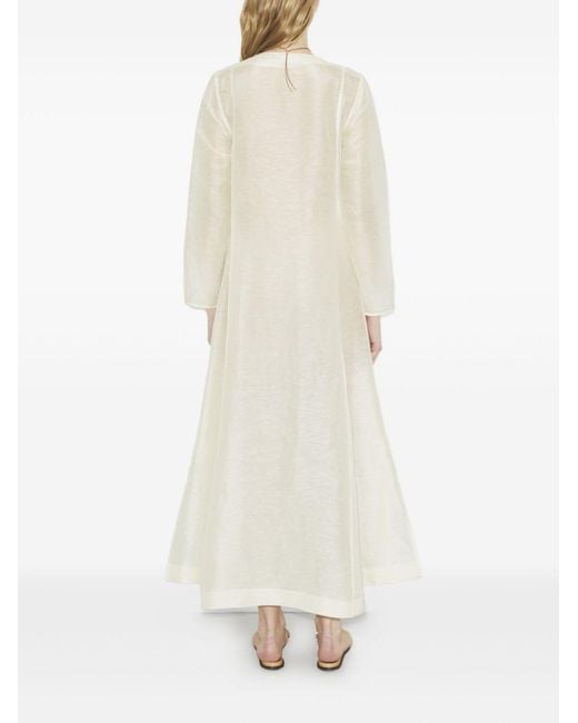 Tory Burch White Linen And Silk Long Kaftan