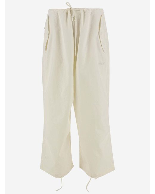 Autry White Cotton Trousers With Logo for men