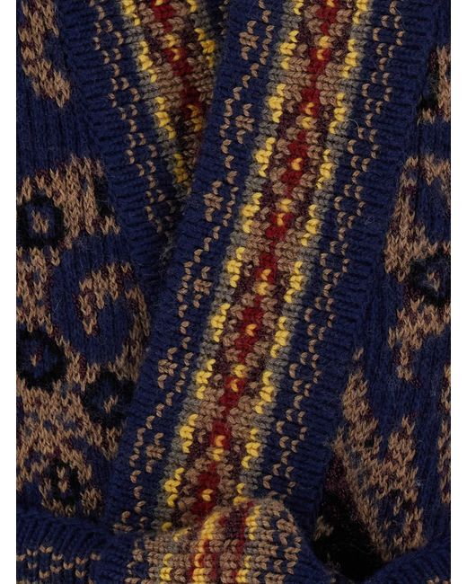 Etro Blue Cardigan Belted Wool Tops