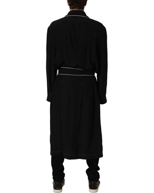 Dolce & Gabbana Black Silk Robe Wrap Coat Jacket Clothing for men