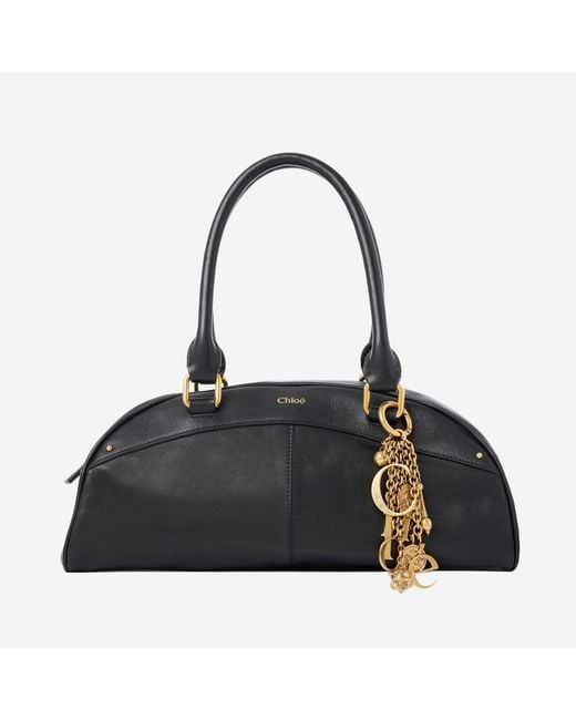Chloé Black Leather Bowling Bag Handbags