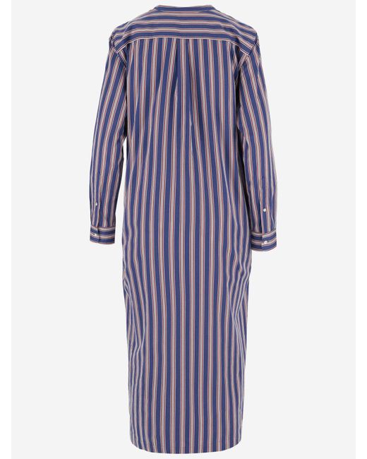 Ralph Lauren Blue Striped Cotton Long Dress
