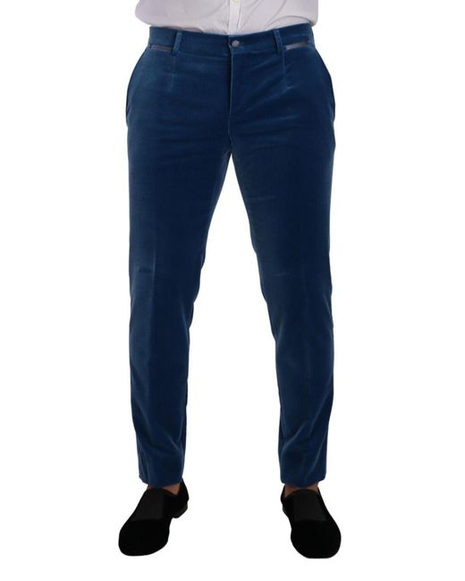 Dolce & Gabbana Blue Elegant Velvet Slim Fit Suit for men