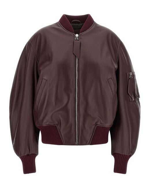 The Attico Brown Lamb Leather Jacket Clothing
