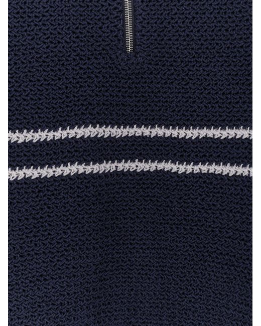 DUNST Blue Sweater Half-Zip Cotton Blend for men