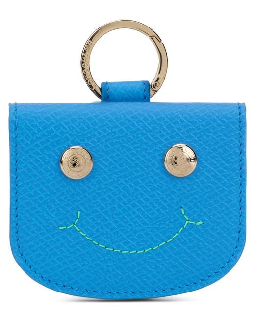 Longchamp Blue Leather Card Holder Cowhide Wallets & Purses