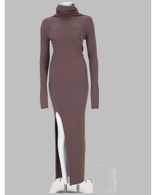 Rick Owens Purple Wool Knit Dress New