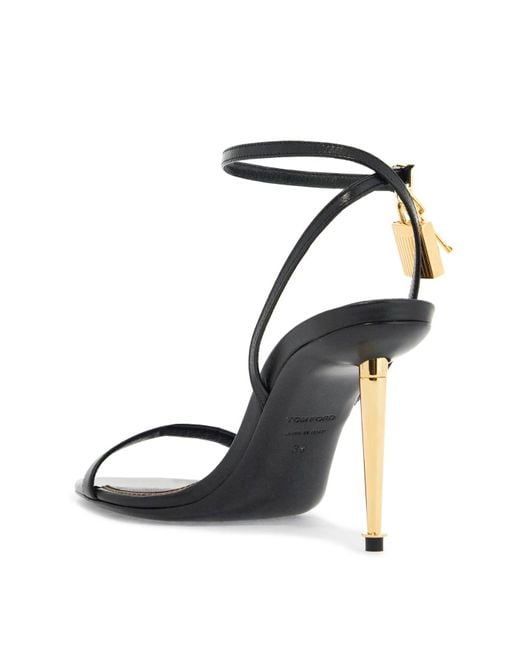 Tom Ford White Goat Leather Sandals With 10 Cm Stiletto Heel And Ankle Strap