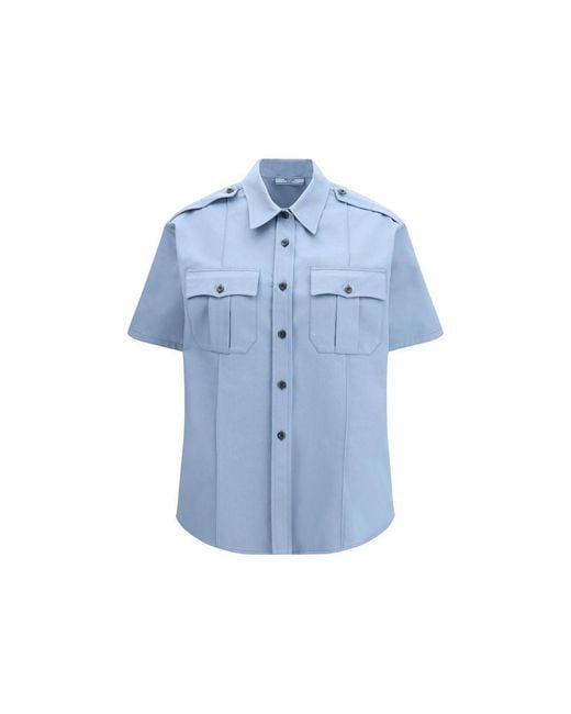 Prada Blue Cotton Shortsleeve Shirt