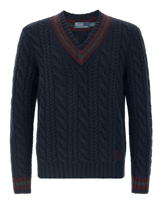 Ralph Lauren Blue Braided Sweater Sweaters And Cardigans for men