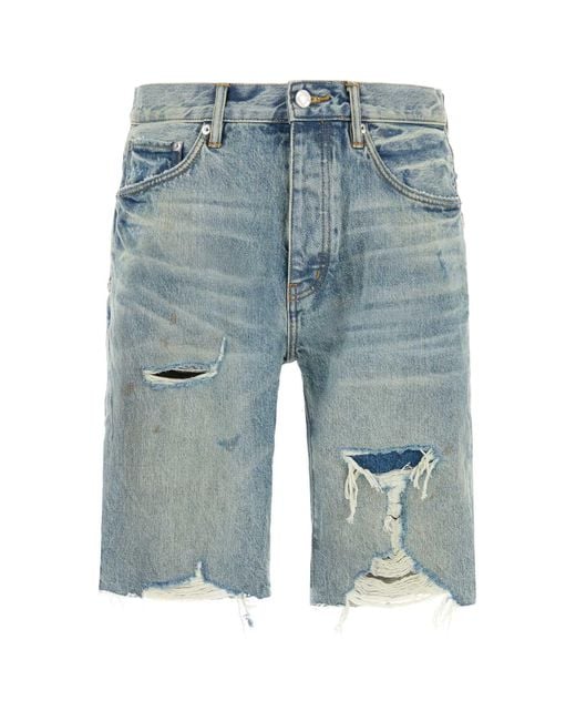 Purple Brand Blue Denim Bermuda Shorts for men