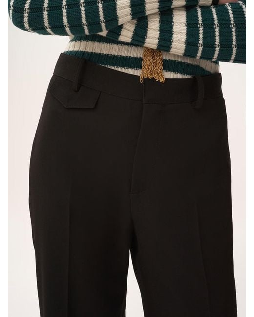 Chloé Black Pantalon Tailleur En Laine Grain De Poudre Noir Trousers
