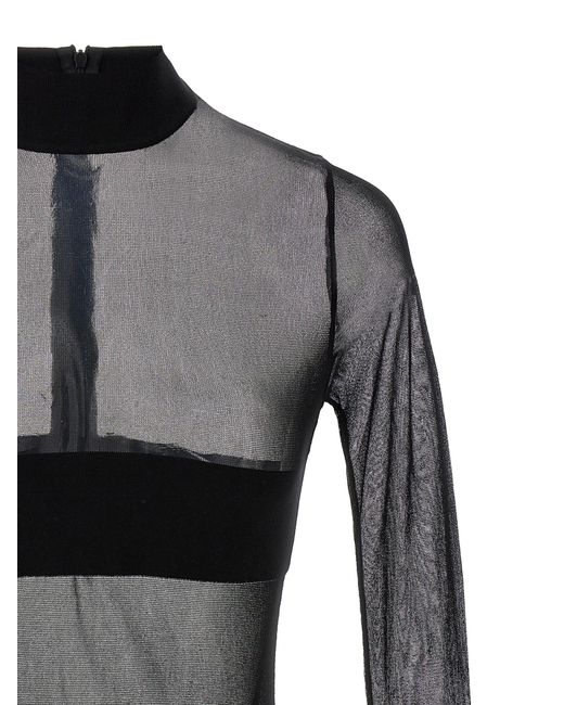 Monot Black Transparent Knit Mini Dress Dresses