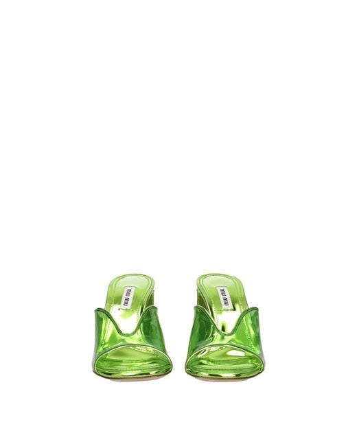 Miu Miu Green Plexiglass Platform Sandals
