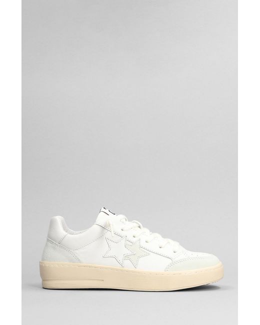 2 Star New Star Sneakers In White Suede And Leather