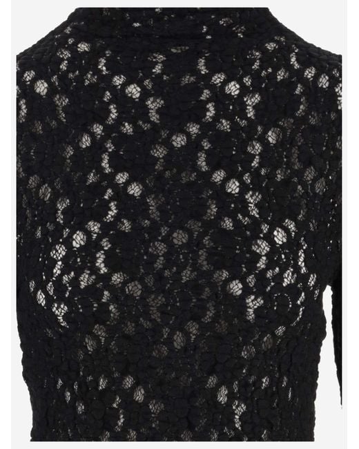 Chloé Black Lace Top Cotton Knitwear